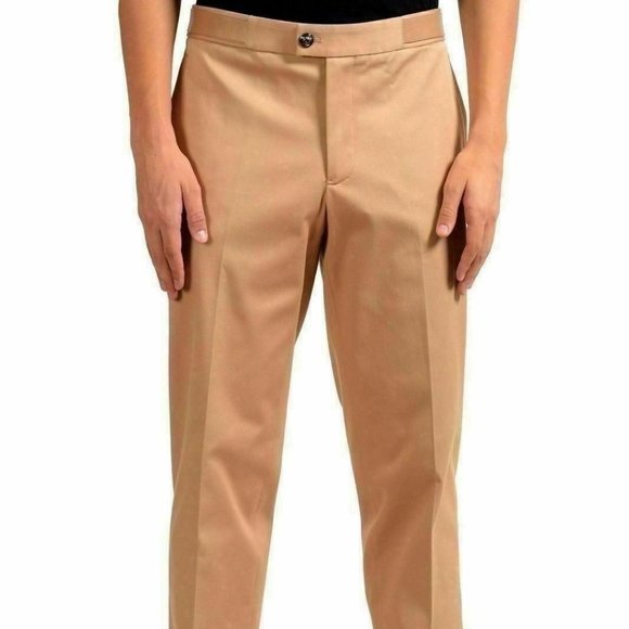 Versace Men's Light Brown Flat Front Dress Pants